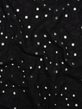 Cotton Embroidered and Eyelet Woven – Black Floral – Designer Deadstock Cotton Embroidered and Eyelet Woven – Black Floral – Designer Deadstock