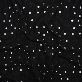 Cotton Embroidered and Eyelet Woven – Black Floral – Designer Deadstock Cotton Embroidered and Eyelet Woven – Black Floral – Designer Deadstock