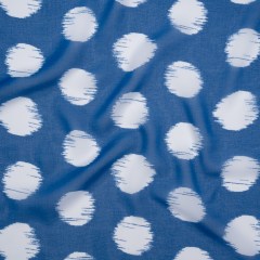 Polyester Chiffon – Bright Blue and White Brushed Polka Dots – Designer Deadstock Polyester Chiffon – Bright Blue and White Brushed Polka Dots – Designer Deadstock