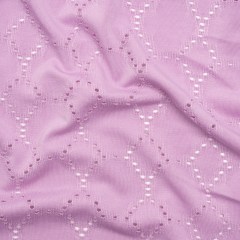 Stretch Polyester Jersey with Eyelets – Lavender Circles – Designer Deadstock Stretch Polyester Jersey with Eyelets – Lavender Circles – Designer Deadstock