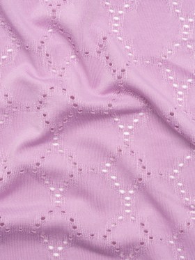 Stretch Polyester Jersey with Eyelets – Lavender Circles – Designer Deadstock Stretch Polyester Jersey with Eyelets – Lavender Circles – Designer Deadstock