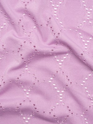 Stretch Polyester Jersey with Eyelets – Lavender Circles – Designer Deadstock Stretch Polyester Jersey with Eyelets – Lavender Circles – Designer Deadstock