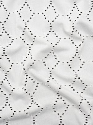 Stretch Polyester Jersey with Eyelets – White Circles – Designer Deadstock Stretch Polyester Jersey with Eyelets – White Circles – Designer Deadstock