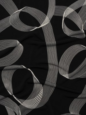 Stretch Polyester Tricot – Black and White Looping Lines – Designer Deadstock Stretch Polyester Tricot – Black and White Looping Lines – Designer Deadstock
