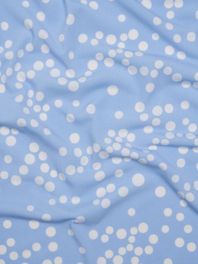 Stretch Polyester Tricot – Baby Blue and White Polka Dots – Designer Deadstock Stretch Polyester Tricot – Baby Blue and White Polka Dots – Designer Deadstock