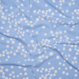 Stretch Polyester Tricot – Baby Blue and White Polka Dots – Designer Deadstock Stretch Polyester Tricot – Baby Blue and White Polka Dots – Designer Deadstock