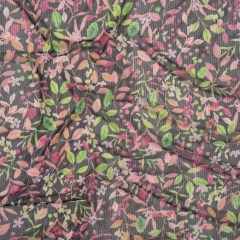 Polyester Stretch Mesh – Black, Pink and Green Flowering Vines – Designer Deadstock Polyester Stretch Mesh – Black, Pink and Green Flowering Vines – Designer Deadstock