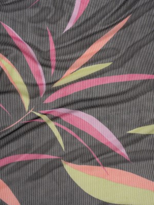 Polyester Stretch Mesh – Black, Hot Pink and Lime Green Leaf Party – Designer Deadstock Polyester Stretch Mesh – Black, Hot Pink and Lime Green Leaf Party – Designer Deadstock