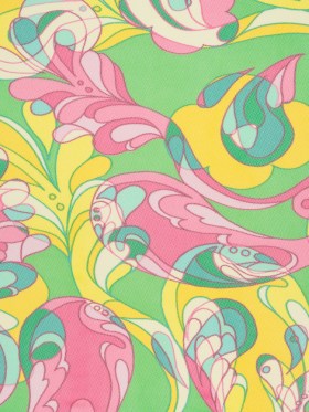 Polyester Stretch Mesh Print – Pink, Yellow and Green Retro Florals and Paisley – Designer Deadstock Polyester Stretch Mesh Print – Pink, Yellow and Green Retro Florals and Paisley – Designer Deadstock