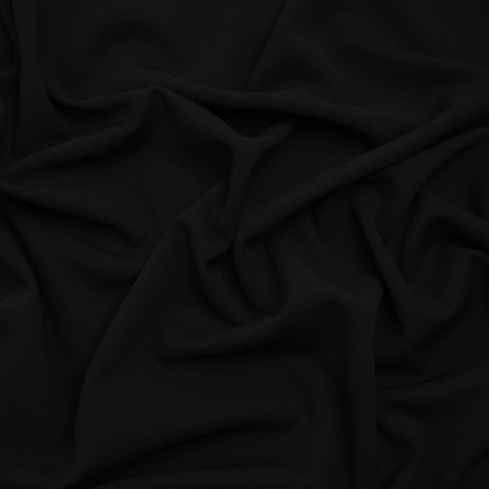 Polyester Crepe Faced Interlock Knit – Black – Designer Deadstock Polyester Crepe Faced Interlock Knit – Black – Designer Deadstock