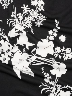 Stretch Polyester Ponte – Black and White Floral – Designer Deadstock Stretch Polyester Ponte – Black and White Floral – Designer Deadstock