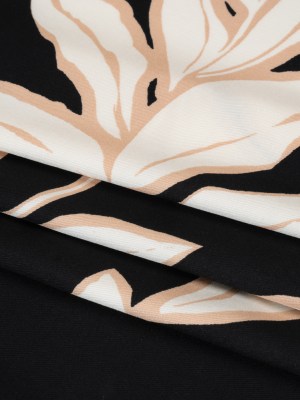 Rayon Twill – Black, Beige and White Floral – Designer Deadstock Rayon Twill – Black, Beige and White Floral – Designer Deadstock