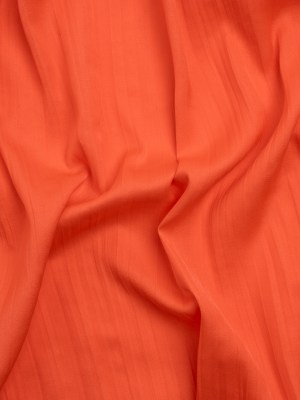 Crinkle Pleated Polyester Satin – Coral Orange – Designer Deadstock Crinkle Pleated Polyester Satin – Coral Orange – Designer Deadstock