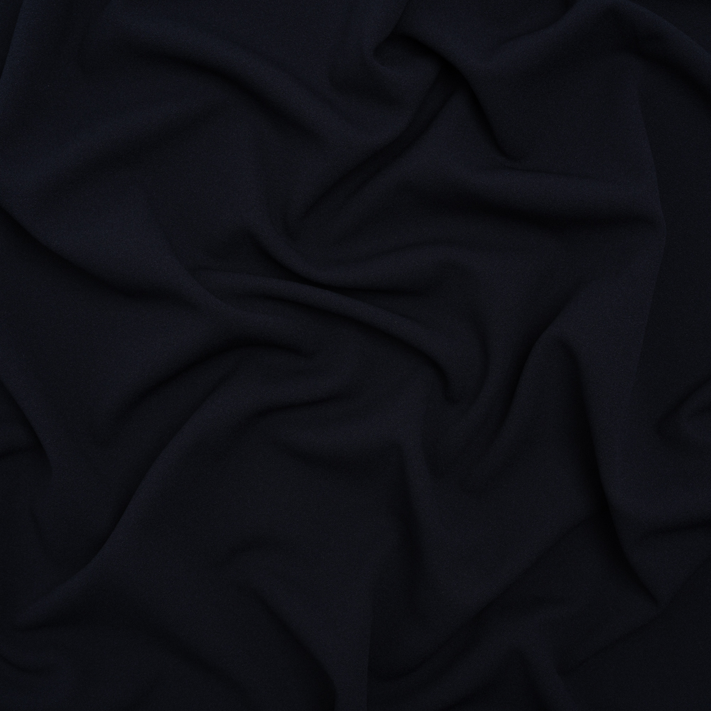 Stretch Polyester Crepe Double Knit – Midnight Navy – Designer Deadstock Stretch Polyester Crepe Double Knit – Midnight Navy – Designer Deadstock