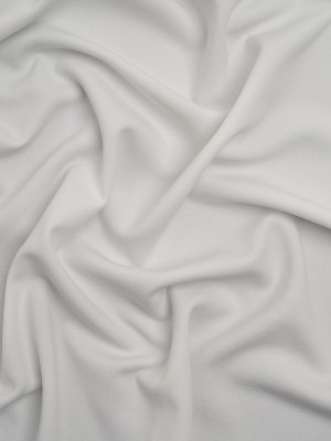 Stretch Polyester Crepe Double Knit – White – Designer Deadstock Stretch Polyester Crepe Double Knit – White – Designer Deadstock