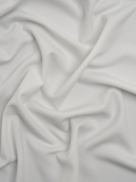 Stretch Polyester Crepe Double Knit – White – Designer Deadstock Stretch Polyester Crepe Double Knit – White – Designer Deadstock