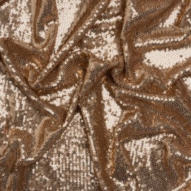 Baby Sequins Mesh – Rose Gold on Beige – Designer Deadstock Baby Sequins Mesh – Rose Gold on Beige – Designer Deadstock