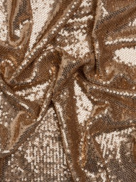 Baby Sequins Mesh – Rose Gold on Beige – Designer Deadstock Baby Sequins Mesh – Rose Gold on Beige – Designer Deadstock