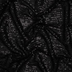 Stretch Mesh with Baby Sequin Rows – Black on Black – Designer Deadstock Stretch Mesh with Baby Sequin Rows – Black on Black – Designer Deadstock