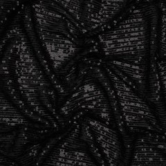Stretch Mesh with Baby Sequin Rows – Black on Black – Designer Deadstock Stretch Mesh with Baby Sequin Rows – Black on Black – Designer Deadstock