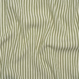 Ruched Polyester and Rayon Woven – Olive Green and Ivory Candy Stripes – Designer Deadstock Ruched Polyester and Rayon Woven – Olive Green and Ivory Candy Stripes – Designer Deadstock