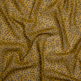 Polyester Chiffon with Gold Metallic Dots – Golden Olive and Black Little Dots – Made in Italy Polyester Chiffon with Gold Metallic Dots – Golden Olive and Black Little Dots – Made in Italy