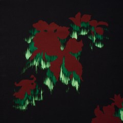 Stretch Polyester Woven – Black, Wine Red and Green Floral Silhouettes – Made in Italy Stretch Polyester Woven – Black, Wine Red and Green Floral Silhouettes – Made in Italy