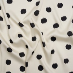 Polyester Twill – Cream and Black Brushed Polka Dots – Made in Italy Polyester Twill – Cream and Black Brushed Polka Dots – Made in Italy
