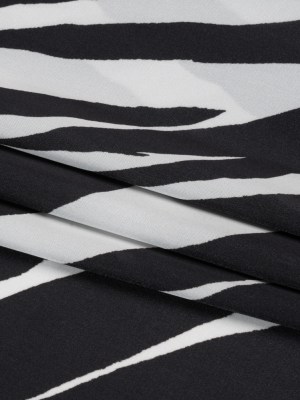 Polyester Charmeuse – Black and White Zebra Stripes – Made in Italy Polyester Charmeuse – Black and White Zebra Stripes – Made in Italy