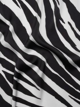 Polyester Charmeuse – Black and White Zebra Stripes – Made in Italy Polyester Charmeuse – Black and White Zebra Stripes – Made in Italy