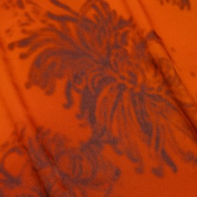 Satin-Faced Rayon Twill – Orange and Black Hazy Florals – Made in Italy Satin-Faced Rayon Twill – Orange and Black Hazy Florals – Made in Italy