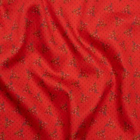 Lightweight Cotton Sateen – Red Floral Ditsy and Dashes – Made in Italy Lightweight Cotton Sateen – Red Floral Ditsy and Dashes – Made in Italy
