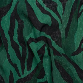 Geometric Crinkled Polyester Jacquard – Green and Black Animal Stripes – Made in Italy Geometric Crinkled Polyester Jacquard – Green and Black Animal Stripes – Made in Italy