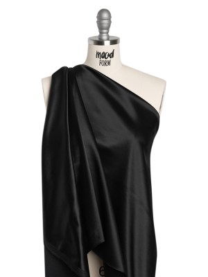 Stretch Polyester and Cotton Sateen – Black Stretch Polyester and Cotton Sateen – Black