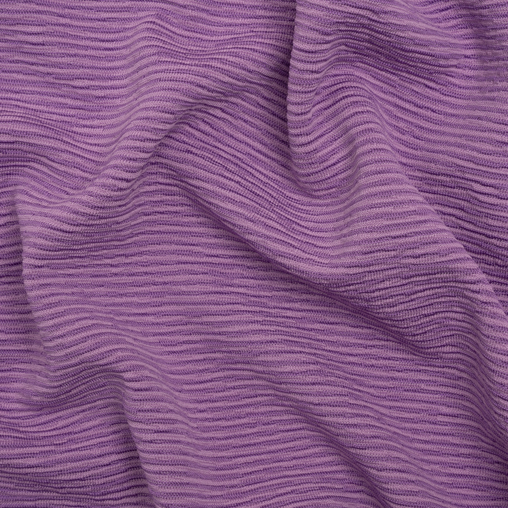 Stretch Knit Jacquard by Mara Hoffman – Lavender and Lilac Ribbed Candy Stripes – Designer Deadstock Stretch Knit Jacquard by Mara Hoffman – Lavender and Lilac Ribbed Candy Stripes – Designer Deadstock