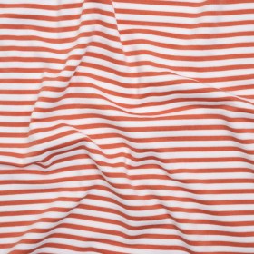Stretch Jersey with French Terry Stripes by Mara Hoffman – Dusty Coral and White Stripes – Designer Deadstock Stretch Jersey with French Terry Stripes by Mara Hoffman – Dusty Coral and White Stripes – Designer Deadstock