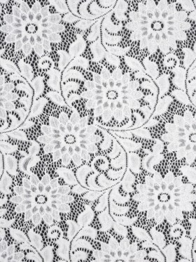 Re-Embroidered Stretch Lace – Bright White Sunflowers – McKee Collection Re-Embroidered Stretch Lace – Bright White Sunflowers – McKee Collection