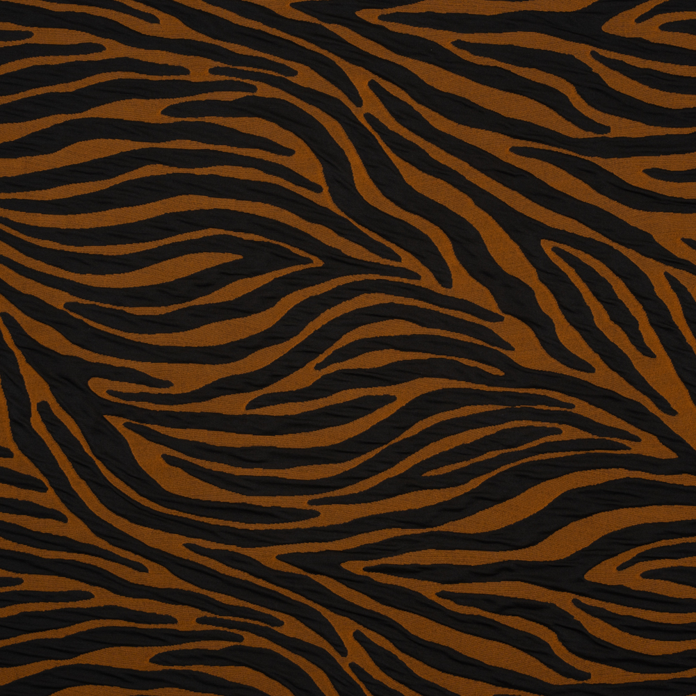 Stretch Knit Jacquard by Mara Hoffman – Burnt Orange and Black Tiger Stripes – Designer Deadstock Stretch Knit Jacquard by Mara Hoffman – Burnt Orange and Black Tiger Stripes – Designer Deadstock