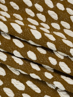 Stretch Knit Jacquard by Mara Hoffman – Brown and White Organic Polka Dots – Designer Deadstock Stretch Knit Jacquard by Mara Hoffman – Brown and White Organic Polka Dots – Designer Deadstock