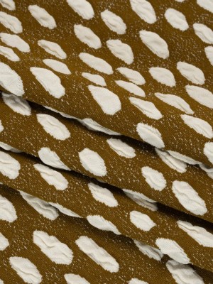 Stretch Knit Jacquard by Mara Hoffman – Brown and White Organic Polka Dots – Designer Deadstock Stretch Knit Jacquard by Mara Hoffman – Brown and White Organic Polka Dots – Designer Deadstock