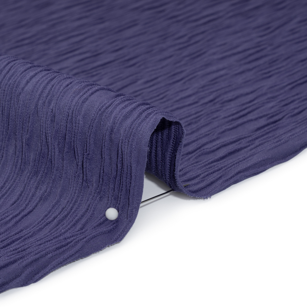 Textured Stretch Polyester Jacquard Knit by Mara Hoffman - Blue Violet Wavy Lines - Designer Deadstock