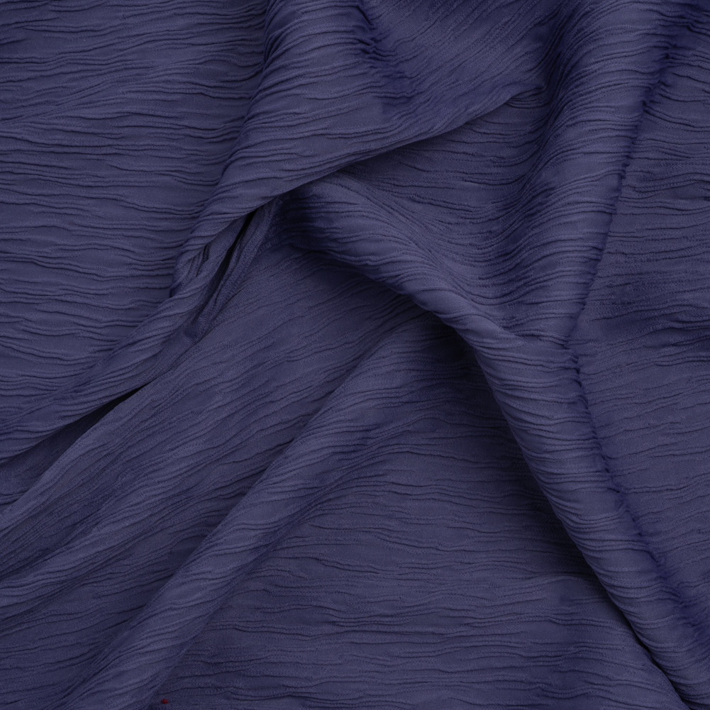Textured Stretch Polyester Jacquard Knit by Mara Hoffman – Blue Violet Wavy Lines – Designer Deadstock Textured Stretch Polyester Jacquard Knit by Mara Hoffman – Blue Violet Wavy Lines – Designer Deadstock