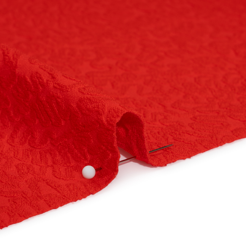 Stretch Polyester Jacquard Knit by Mara Hoffman - Red Orange Squiggles - Designer Deadstock