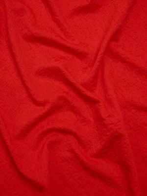 Stretch Polyester Jacquard Knit by Mara Hoffman – Red Orange Squiggles – Designer Deadstock Stretch Polyester Jacquard Knit by Mara Hoffman – Red Orange Squiggles – Designer Deadstock