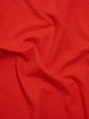 Textured Stretch Polyester Double Knit by Mara Hoffman – Bright Coral Crinkles – Designer Deadstock Textured Stretch Polyester Double Knit by Mara Hoffman – Bright Coral Crinkles – Designer Deadstock