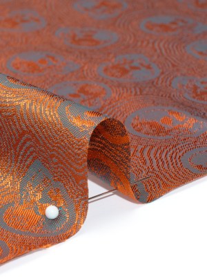 Skulls Jacquard Lining – Aqua and Orange Bi-Color – Thalia Collection Skulls Jacquard Lining – Aqua and Orange Bi-Color – Thalia Collection