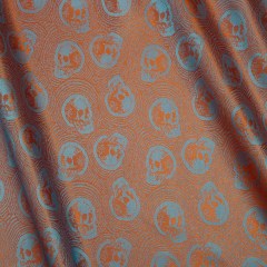 Skulls Jacquard Lining – Aqua and Orange Bi-Color – Thalia Collection Skulls Jacquard Lining – Aqua and Orange Bi-Color – Thalia Collection