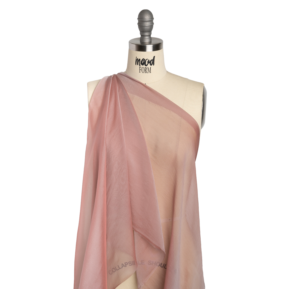 Chiffon-Like Silk Voile – Light Gray and Mauve Iridescent – Adelaide Collection Chiffon-Like Silk Voile – Light Gray and Mauve Iridescent – Adelaide Collection