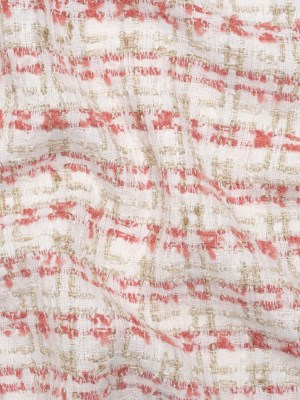 Metallic Polyester and Acrylic Tweed – White, Dusty Rose and Gold Plaid – Deadstock Metallic Polyester and Acrylic Tweed – White, Dusty Rose and Gold Plaid – Deadstock