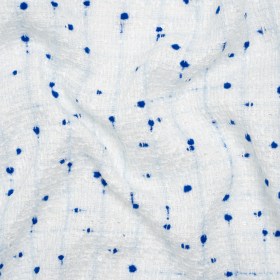 Polyester Pom Pom Tweed with Baby Sequins – White and Cobalt Blue – Deadstock Polyester Pom Pom Tweed with Baby Sequins – White and Cobalt Blue – Deadstock